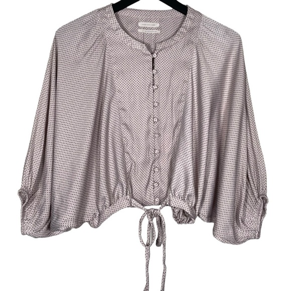 UO Covered Button-Down Tie Top Baby Pink - Picture 3 of 9